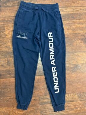 Men’s Under Armour Navy Logo Spell out Joggers Sweat Pant Joggers